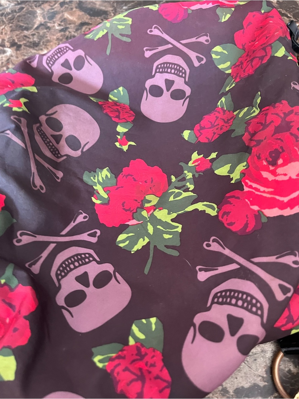 Betsey Johnson Black Shoulder Bag with Red Roses and Pink Skulls Betsyville - Picture 15 of 16